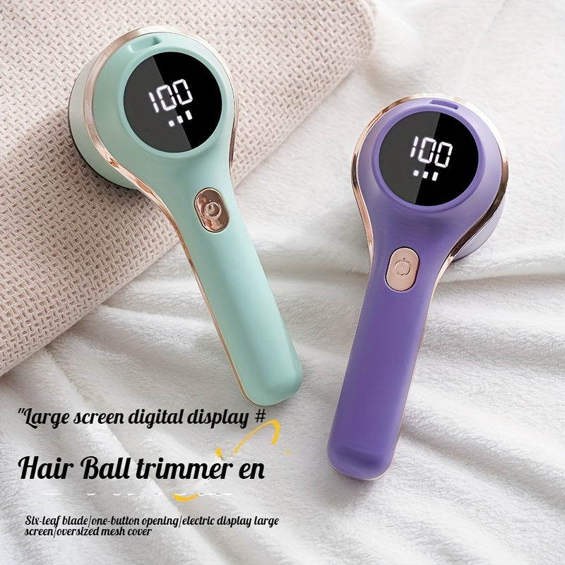 TENGQU Portable Fabric Shaver - USB Rechargeable Lint Remover with LED Display, Quickly & Easily Eliminates Fuzz from Clothes, Sweaters, Sofas, Blankets, Curtains, Mattresses