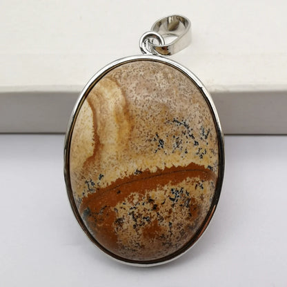 Oval Pendant Jewelry Rhodonite Tigereye Crystal Opal Obsidian Labradorite Sodalite Lapis Green Aventurine Picture GEM Beads