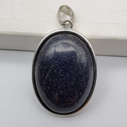 Oval Pendant Jewelry Rhodonite Tigereye Crystal Opal Obsidian Labradorite Sodalite Lapis Green Aventurine Picture GEM Beads