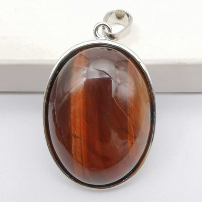 Oval Pendant Jewelry Rhodonite Tigereye Crystal Opal Obsidian Labradorite Sodalite Lapis Green Aventurine Picture GEM Beads