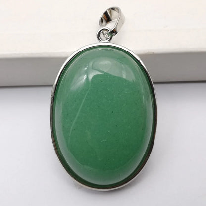 Oval Pendant Jewelry Rhodonite Tigereye Crystal Opal Obsidian Labradorite Sodalite Lapis Green Aventurine Picture GEM Beads