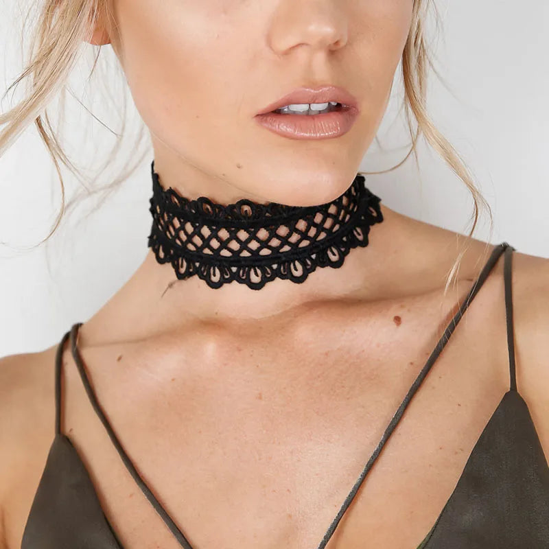 Summer Newest Fashion Jewelry Accessories Sexy Hollow Out Lace Black Choker Necklace For Couple Lovers' N174