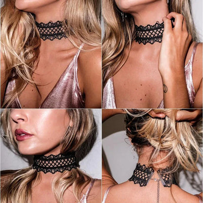 Summer Newest Fashion Jewelry Accessories Sexy Hollow Out Lace Black Choker Necklace For Couple Lovers' N174