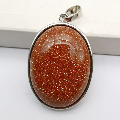 Oval Pendant Jewelry Rhodonite Tigereye Crystal Opal Obsidian Labradorite Sodalite Lapis Green Aventurine Picture GEM Beads