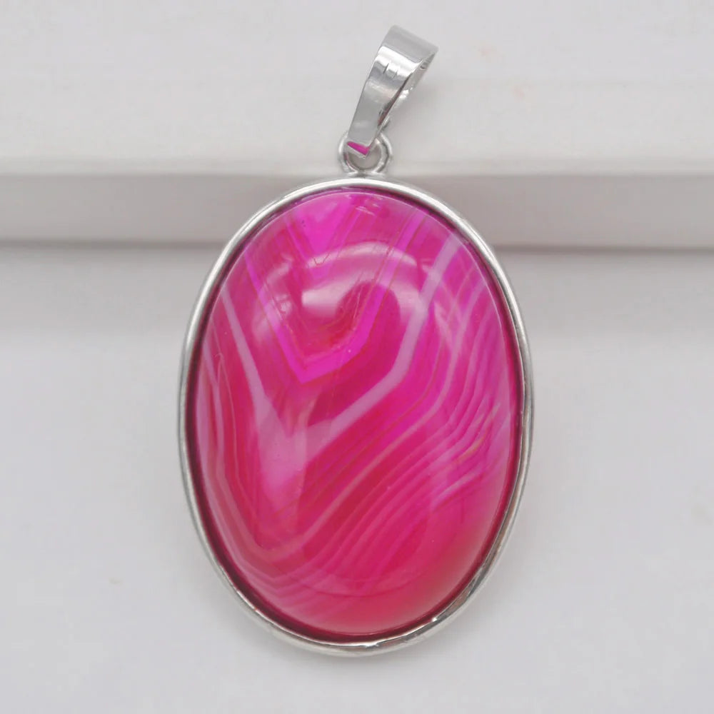 Oval Pendant Jewelry Rhodonite Tigereye Crystal Opal Obsidian Labradorite Sodalite Lapis Green Aventurine Picture GEM Beads