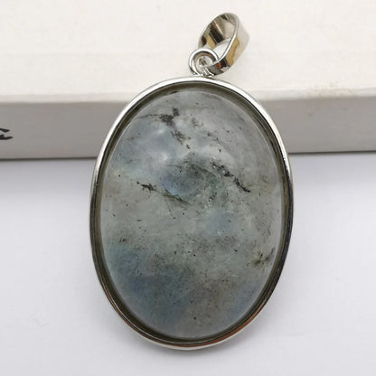 Oval Pendant Jewelry Rhodonite Tigereye Crystal Opal Obsidian Labradorite Sodalite Lapis Green Aventurine Picture GEM Beads