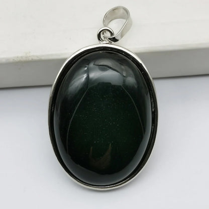 Oval Pendant Jewelry Rhodonite Tigereye Crystal Opal Obsidian Labradorite Sodalite Lapis Green Aventurine Picture GEM Beads