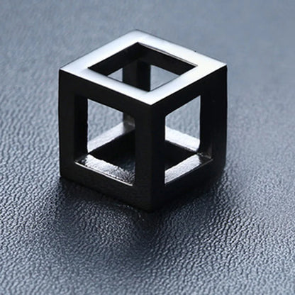 Punk Hollow Cube Pendient Necklaces for Men Women Unisex Stainless Steel Square Charm Jewelry Necklace Geometric Collier Fashion