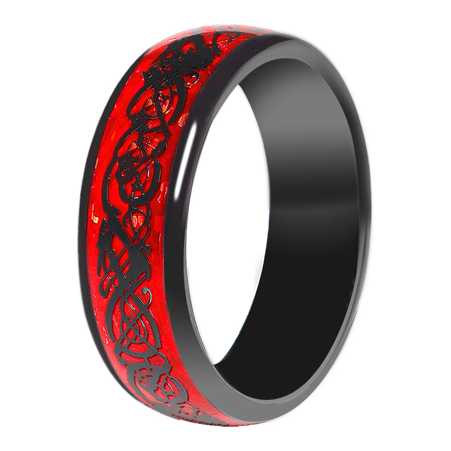 7MM  Skull Carbon Fiber Band Epoxy CUID Chip Ring or Fashion Dragon Pattern Metal Band T5577 Chip Ceramic Finger Ring