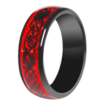 7MM  Skull Carbon Fiber Band Epoxy CUID Chip Ring or Fashion Dragon Pattern Metal Band T5577 Chip Ceramic Finger Ring