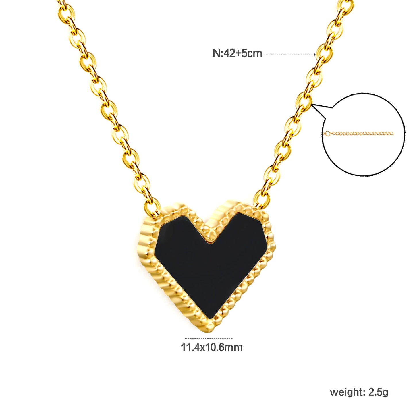 LUXUSTEEL Golden Red Love Heart Shaped Pendant Necklace Stainless Steel Female Necklace Colorful Chain Pendant Jewelry Gift