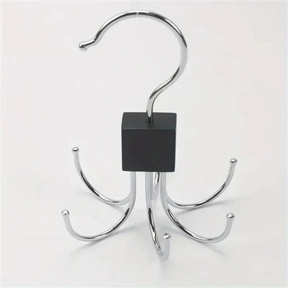 360° Rotating Storage Hanger Hook Multi-Claw Bag Metal Belts Rack Wooden Organizer For Bras Ties Scarves Household Closet