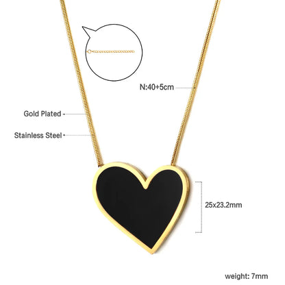 LUXUSTEEL Golden Red Love Heart Shaped Pendant Necklace Stainless Steel Female Necklace Colorful Chain Pendant Jewelry Gift