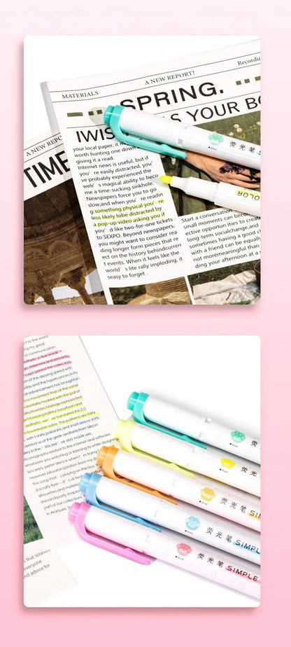 5PCS Highlighter Pen Set Multiple series available Double Headed Colored Fluorescent Pen Student Stationery Supplies