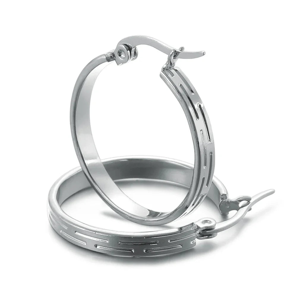 Stainless Steel Hoop Earrings For Women 2025 Statement Round Silver Gold Color Loop Brincos Female Jewelry Wholesale Party Gift