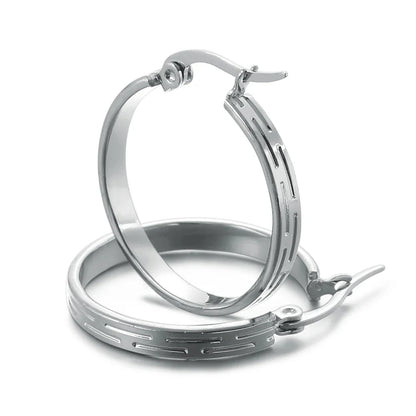 Stainless Steel Hoop Earrings For Women 2025 Statement Round Silver Gold Color Loop Brincos Female Jewelry Wholesale Party Gift