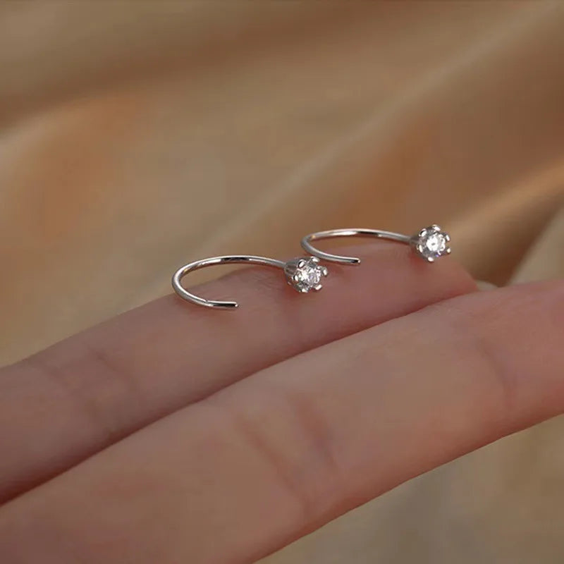 10mm Round Hoop Earrings For Women Temperament Inlaid Zircon Earrings Simple Copper Earrings Daily Small Ear Hook Jewelry