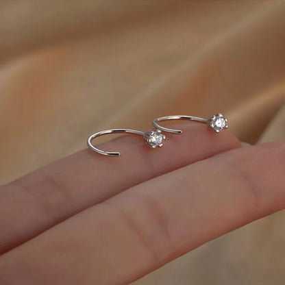 10mm Round Hoop Earrings For Women Temperament Inlaid Zircon Earrings Simple Copper Earrings Daily Small Ear Hook Jewelry