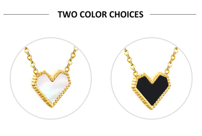 LUXUSTEEL Golden Red Love Heart Shaped Pendant Necklace Stainless Steel Female Necklace Colorful Chain Pendant Jewelry Gift