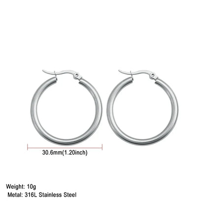 Stainless Steel Hoop Earrings For Women 2025 Statement Round Silver Gold Color Loop Brincos Female Jewelry Wholesale Party Gift