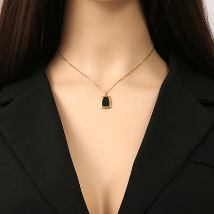 EILIECK 316L Stainless Steel Geometric Black Necklace Earrings For Women New Party Gift Waterproof 18K Gold Plated Jewelry Set