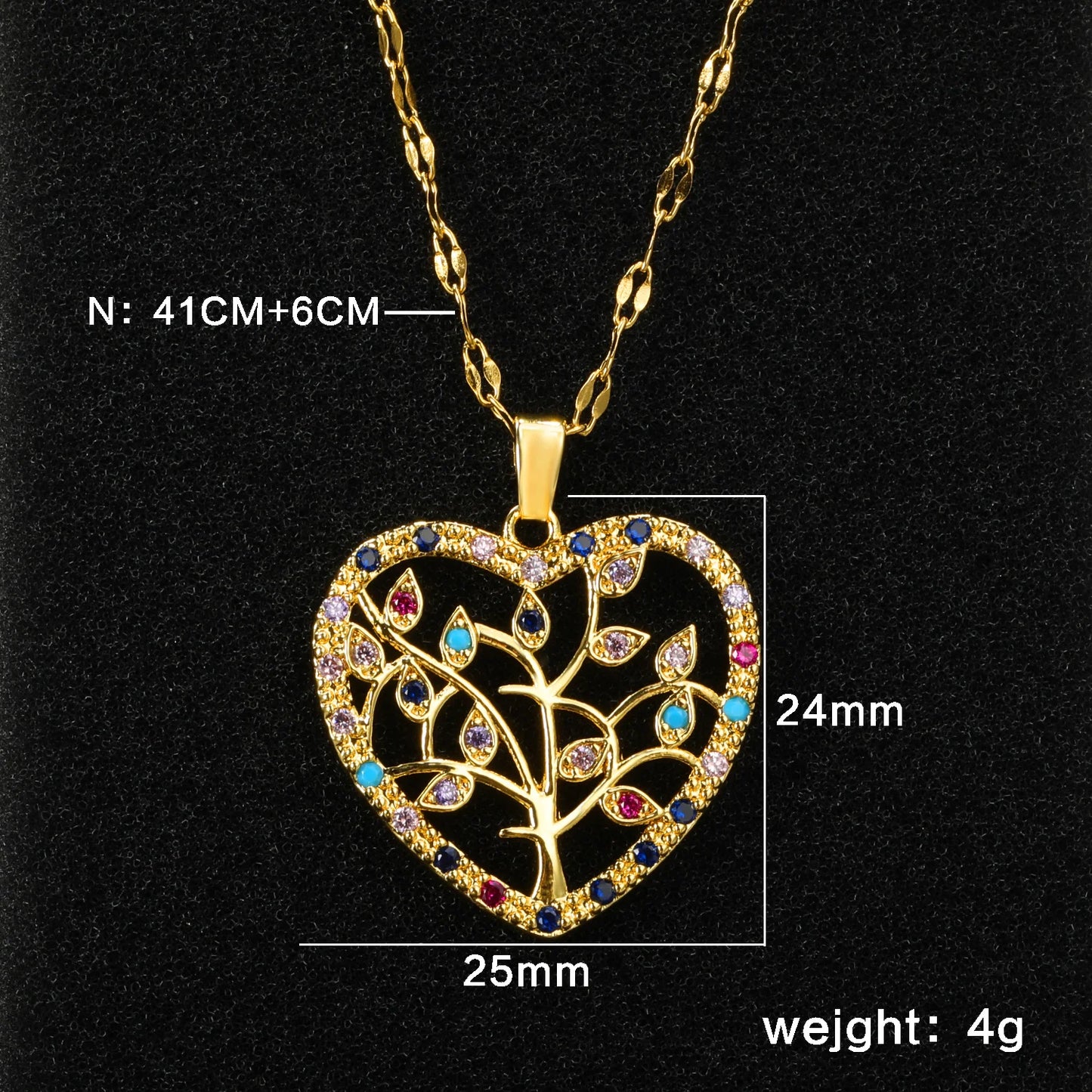 LUXUSTEEL Golden Red Love Heart Shaped Pendant Necklace Stainless Steel Female Necklace Colorful Chain Pendant Jewelry Gift