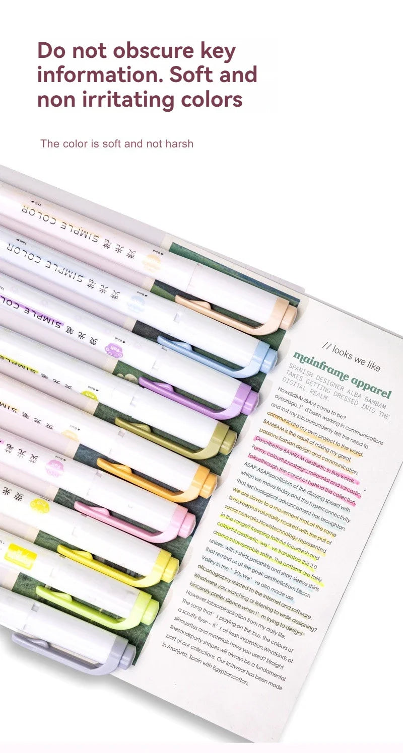 5PCS Highlighter Pen Set Multiple series available Double Headed Colored Fluorescent Pen Student Stationery Supplies