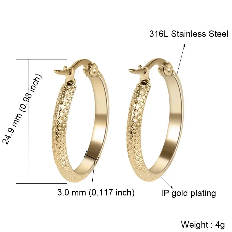 Stainless Steel Hoop Earrings For Women 2025 Statement Round Silver Gold Color Loop Brincos Female Jewelry Wholesale Party Gift
