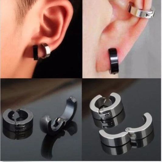 1Pair 316L Stainless Steel Cuff Earring for Women Men, Non Piercing Hoop Earring Clip On Earring Fake Piercing Earring Hoop