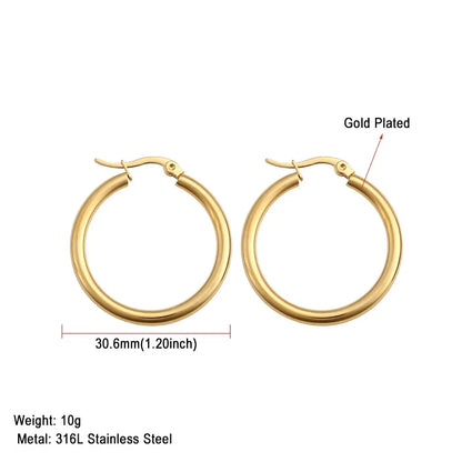 Stainless Steel Hoop Earrings For Women 2025 Statement Round Silver Gold Color Loop Brincos Female Jewelry Wholesale Party Gift