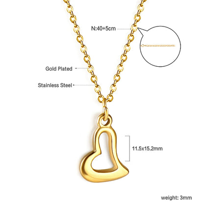 LUXUSTEEL Golden Red Love Heart Shaped Pendant Necklace Stainless Steel Female Necklace Colorful Chain Pendant Jewelry Gift