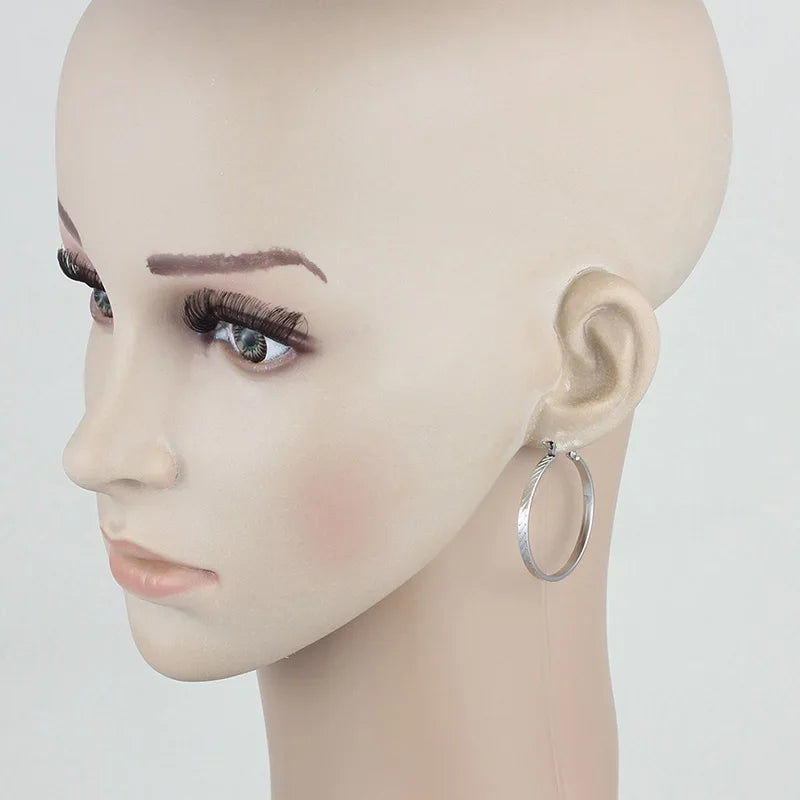 Stainless Steel Hoop Earrings For Women 2025 Statement Round Silver Gold Color Loop Brincos Female Jewelry Wholesale Party Gift