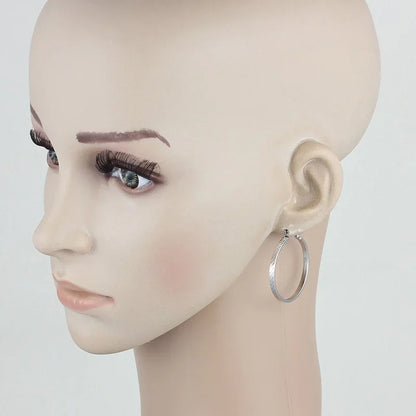 Stainless Steel Hoop Earrings For Women 2025 Statement Round Silver Gold Color Loop Brincos Female Jewelry Wholesale Party Gift