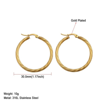 Stainless Steel Hoop Earrings For Women 2025 Statement Round Silver Gold Color Loop Brincos Female Jewelry Wholesale Party Gift