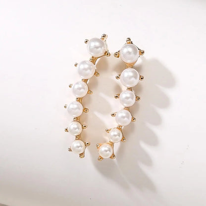 2 Gold Color Black White Gem 6 Rhinestone Ear Clip Earrings Women's Simple Fashion Personality Student Girl Party Business All-m