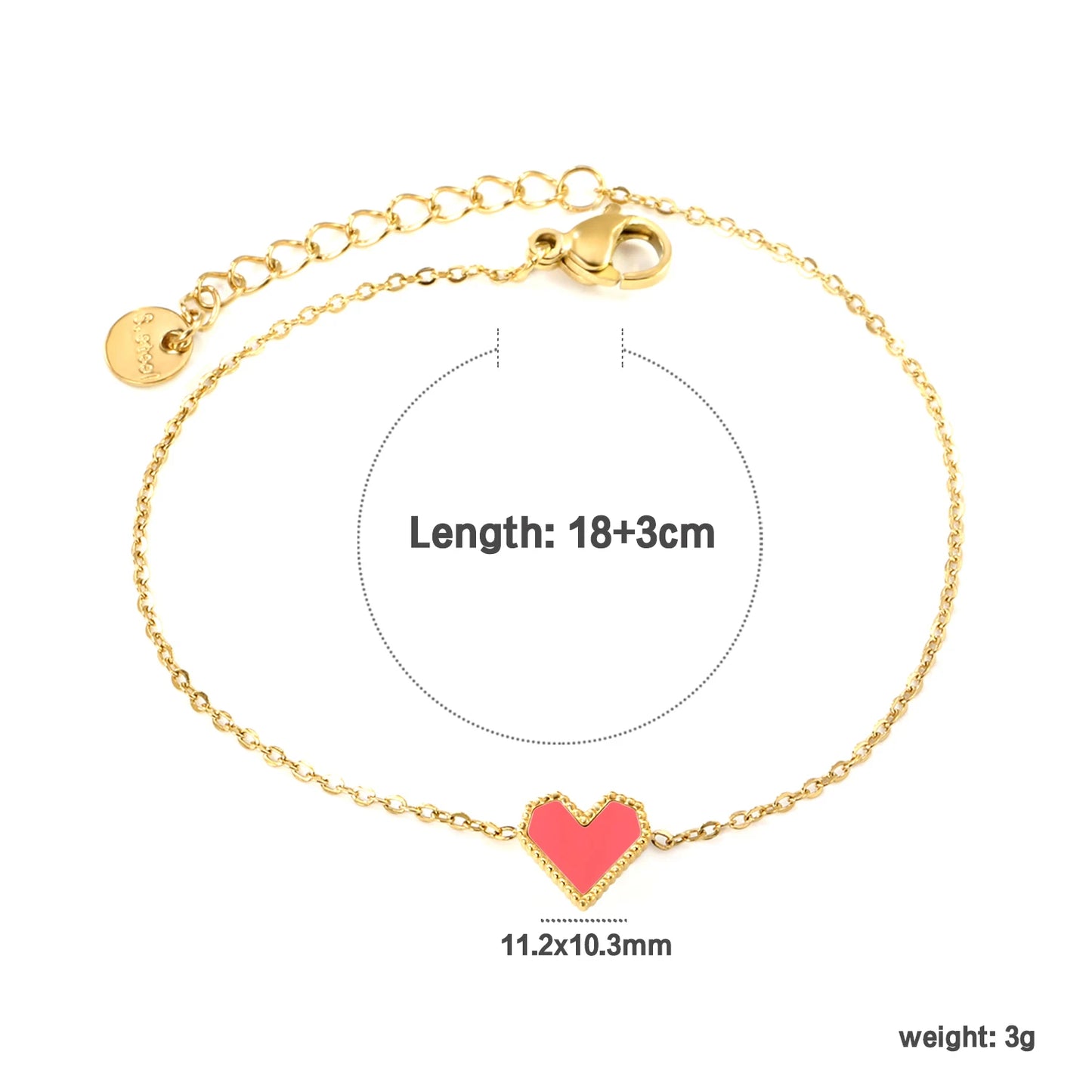 LUXUSTEEL Golden Red Love Heart Shaped Pendant Necklace Stainless Steel Female Necklace Colorful Chain Pendant Jewelry Gift