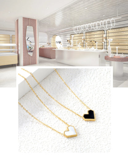 LUXUSTEEL Golden Red Love Heart Shaped Pendant Necklace Stainless Steel Female Necklace Colorful Chain Pendant Jewelry Gift