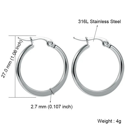 Stainless Steel Hoop Earrings For Women 2025 Statement Round Silver Gold Color Loop Brincos Female Jewelry Wholesale Party Gift