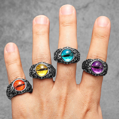 Evil Eye Trendy Gemstone Stainless Steel Men Rings Punk New For Male Women Fashion Jewelry Creativity Gift Wholesale Dropshiping