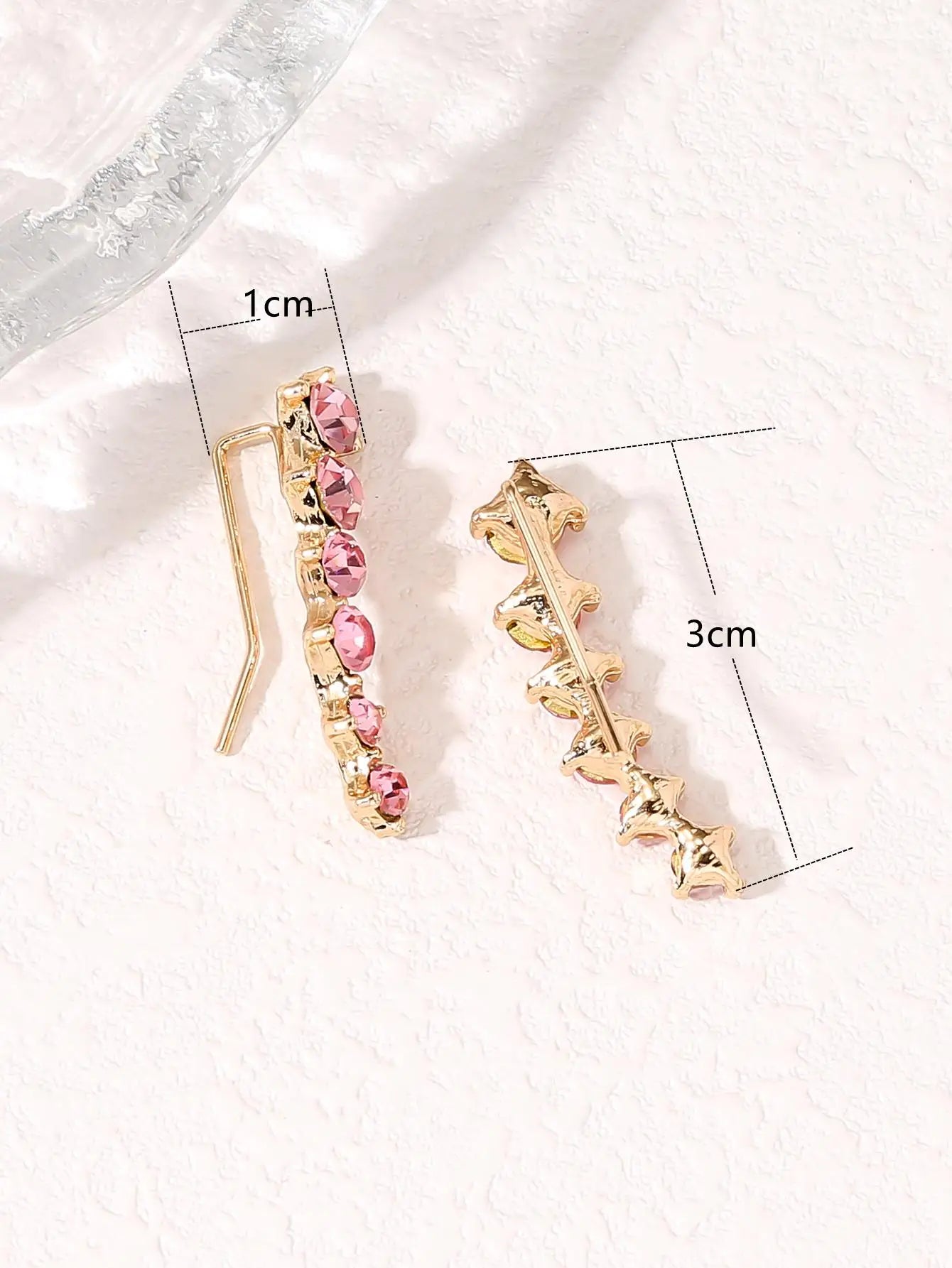 2 Gold Color Black White Gem 6 Rhinestone Ear Clip Earrings Women's Simple Fashion Personality Student Girl Party Business All-m