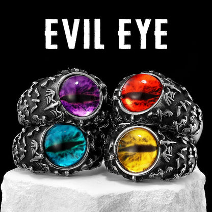Evil Eye Trendy Gemstone Stainless Steel Men Rings Punk New For Male Women Fashion Jewelry Creativity Gift Wholesale Dropshiping