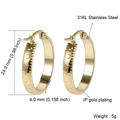 Stainless Steel Hoop Earrings For Women 2025 Statement Round Silver Gold Color Loop Brincos Female Jewelry Wholesale Party Gift