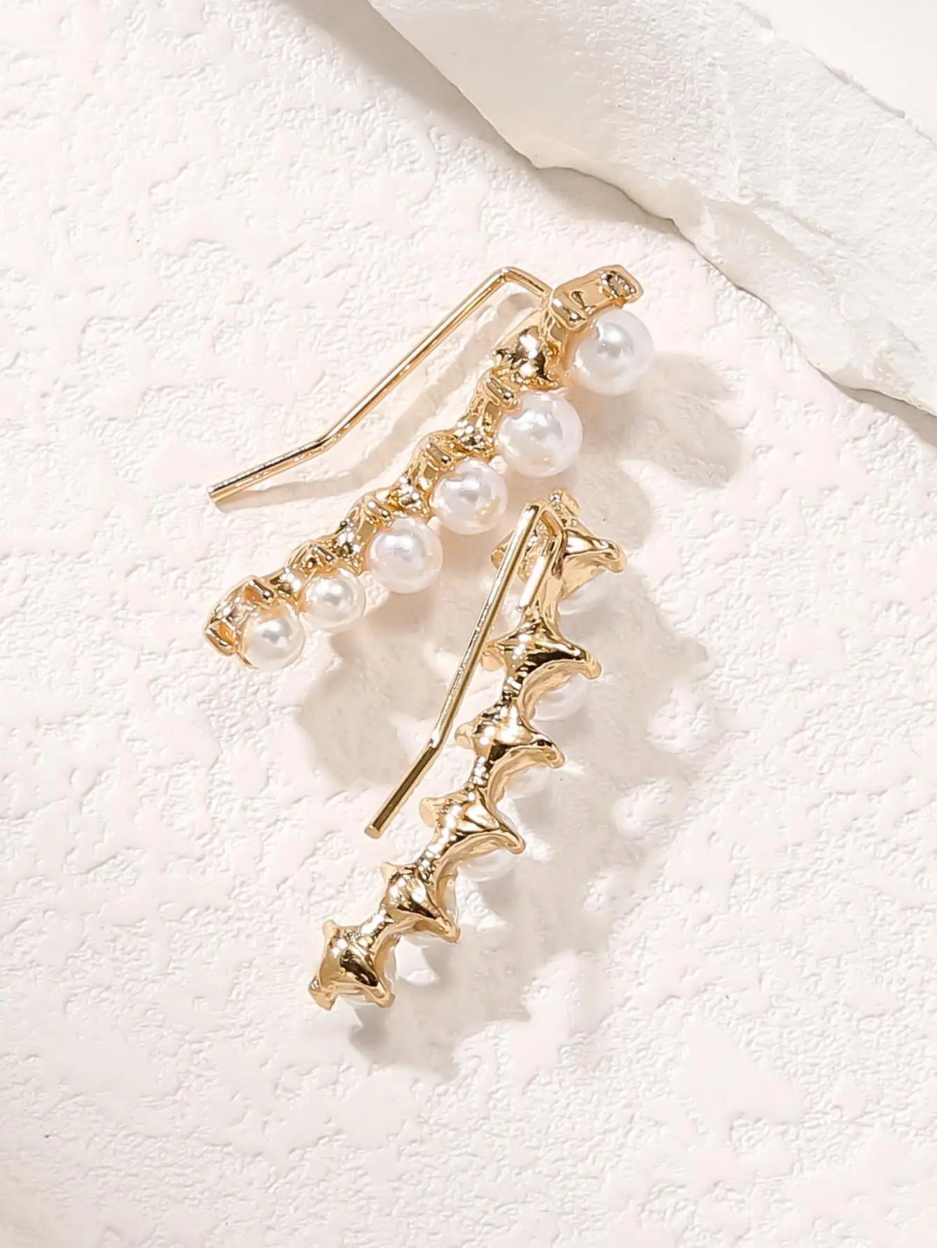 2 Gold Color Black White Gem 6 Rhinestone Ear Clip Earrings Women's Simple Fashion Personality Student Girl Party Business All-m