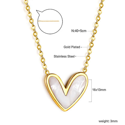 LUXUSTEEL Golden Red Love Heart Shaped Pendant Necklace Stainless Steel Female Necklace Colorful Chain Pendant Jewelry Gift