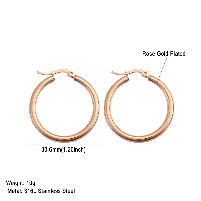 Stainless Steel Hoop Earrings For Women 2025 Statement Round Silver Gold Color Loop Brincos Female Jewelry Wholesale Party Gift
