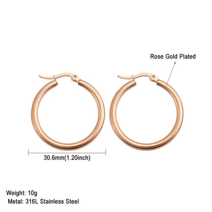 Stainless Steel Hoop Earrings For Women 2025 Statement Round Silver Gold Color Loop Brincos Female Jewelry Wholesale Party Gift