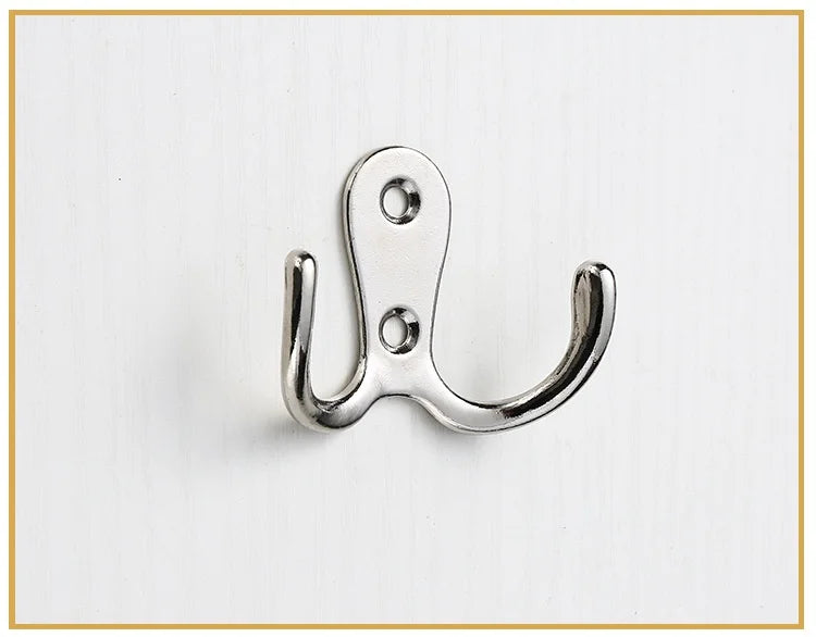 3sets Double Heads Hook Wall/Door Mounted Hanger w/screws Coat/Key/Bag/Towel/Hat/Mask Holder 53mm