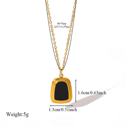 EILIECK 316L Stainless Steel Geometric Black Necklace Earrings For Women New Party Gift Waterproof 18K Gold Plated Jewelry Set