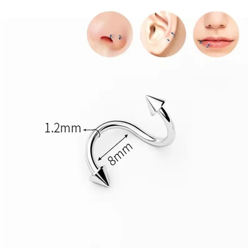 S Shape 316L Stainless Steel Lip Piercing Nose Ring Helix Piercing Cartilage Earring Body Piercing Vajinal Jewelry 16G