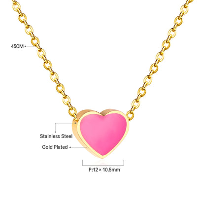LUXUSTEEL Golden Red Love Heart Shaped Pendant Necklace Stainless Steel Female Necklace Colorful Chain Pendant Jewelry Gift